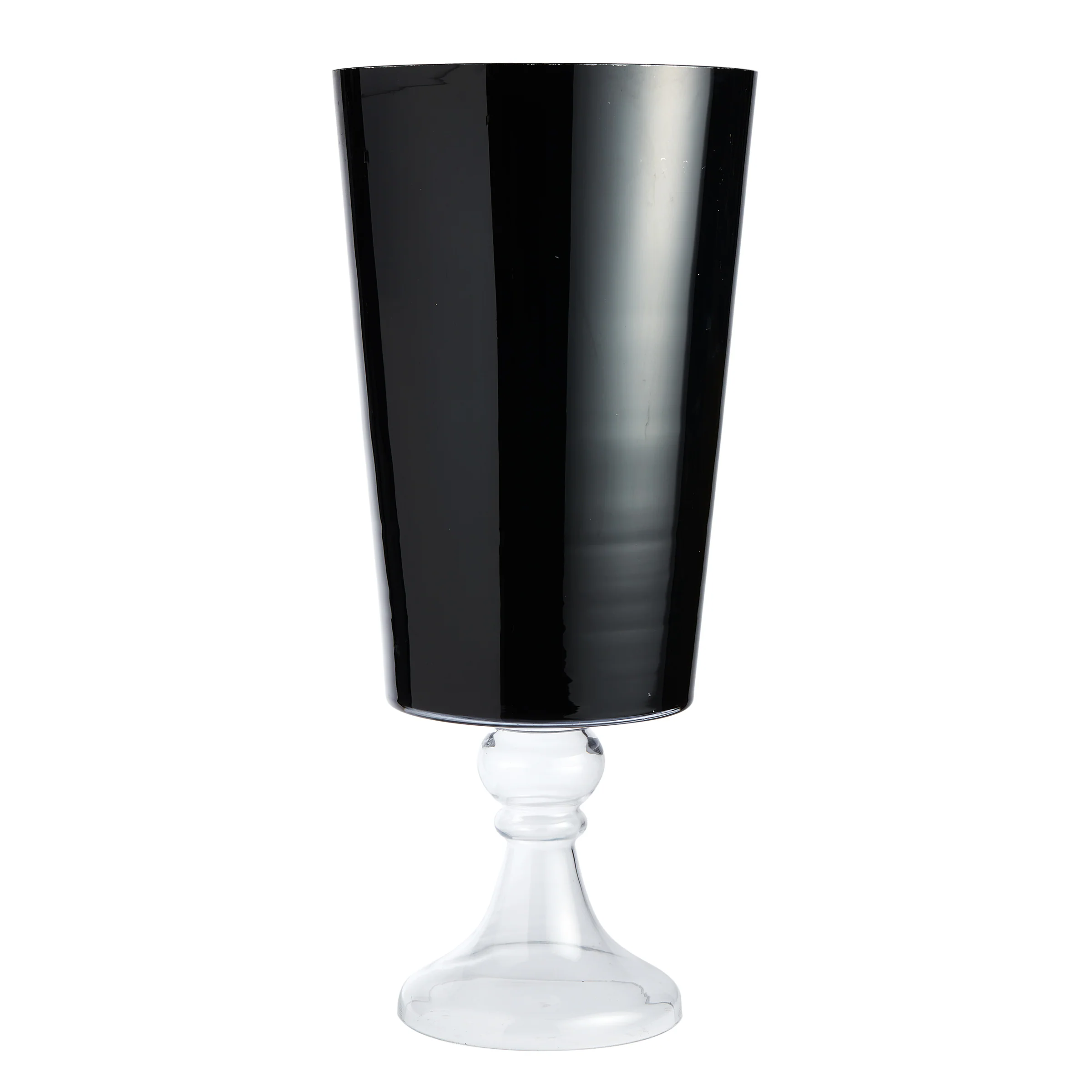 Black Glass Chalice Vase for Hire - 037