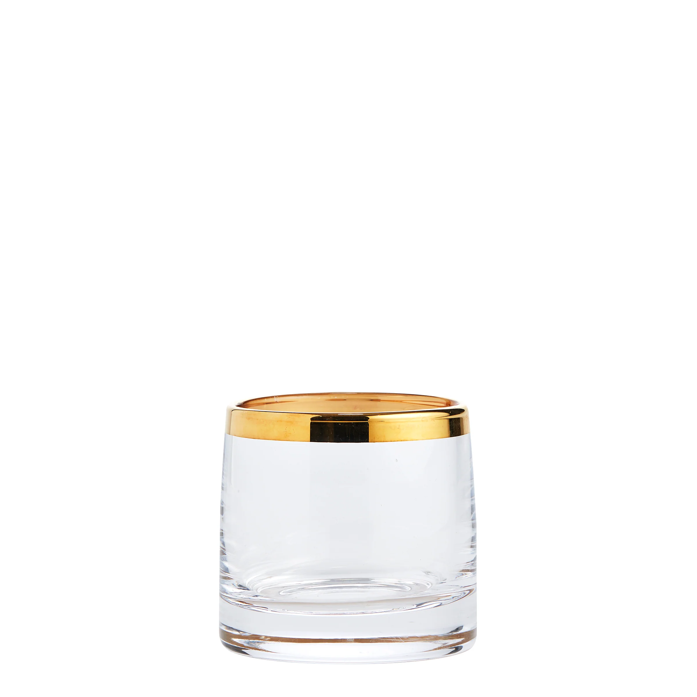 Clear Glass Tealight with gold rim for Hire - 246