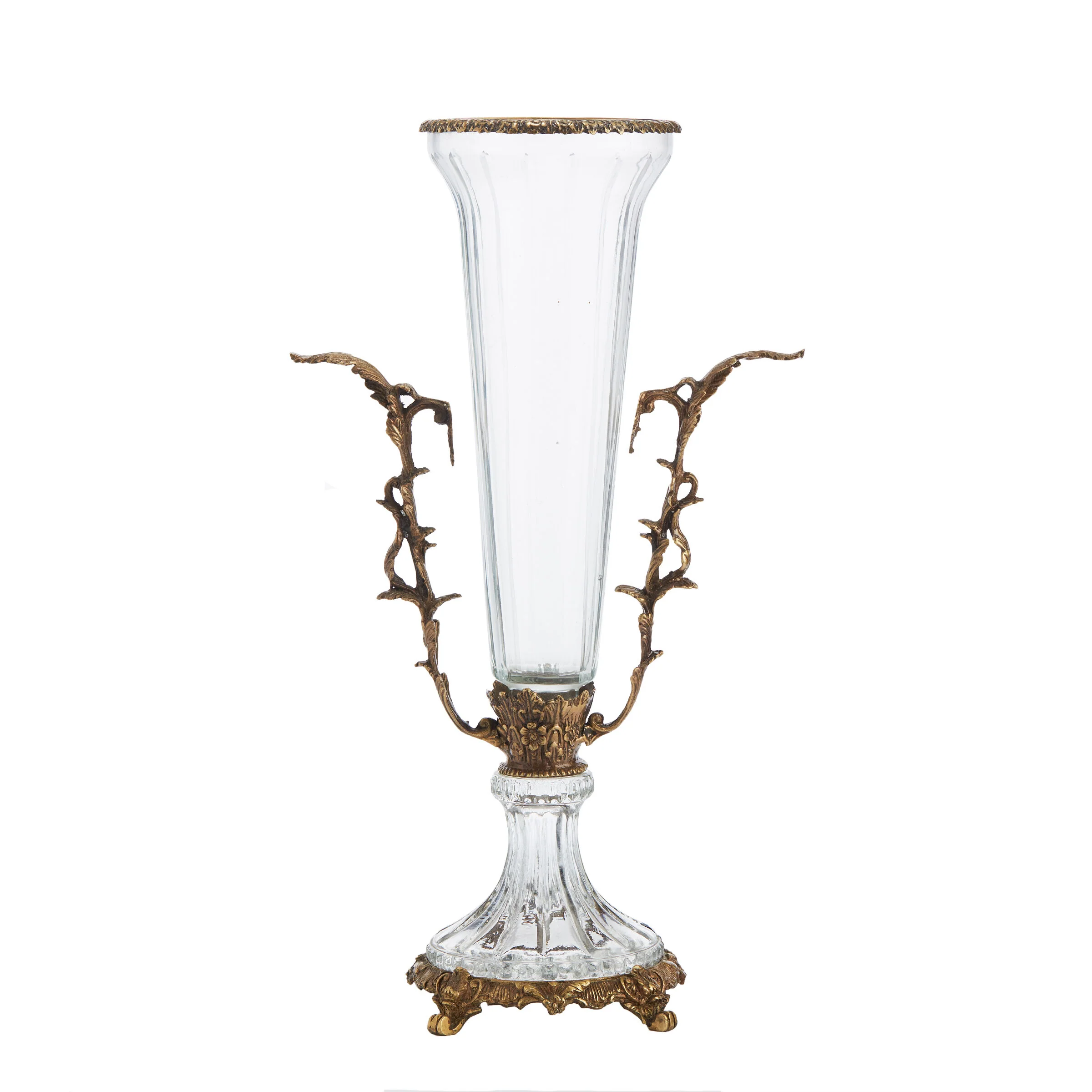 Glass & Gold Edge Urn Vase for Hire - 127