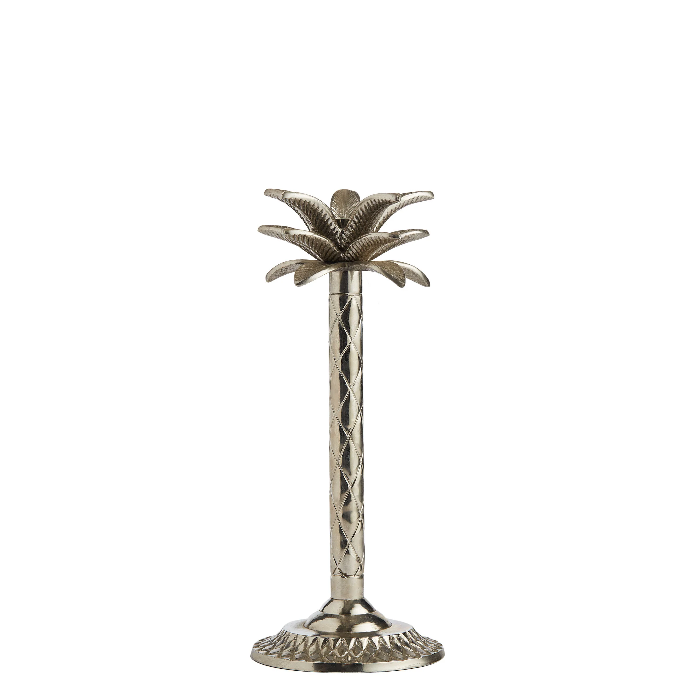 Medium Silver Palm Tree Candlestick Holder for Hire - 054