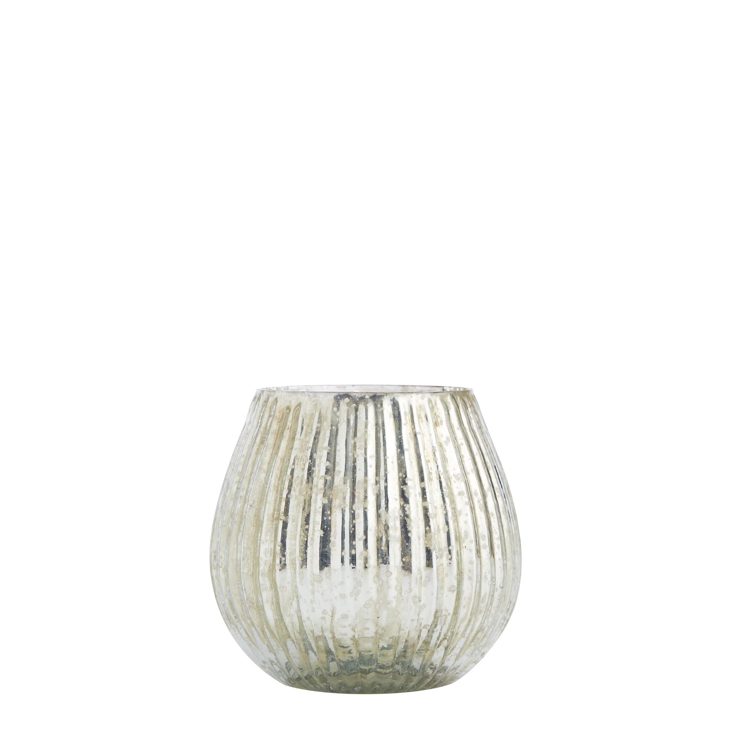 Round Ribbed Speckled Silver Tealight for Hire - 263