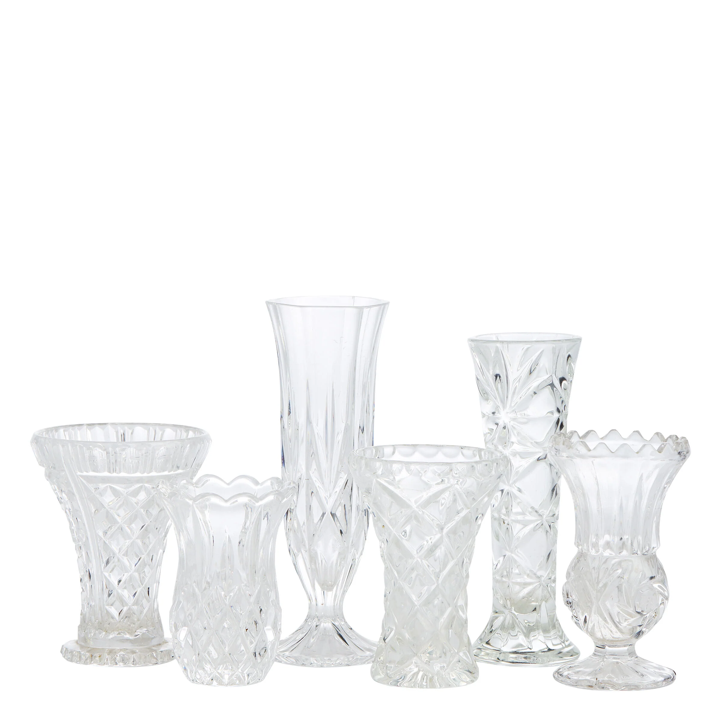 Small Vintage Crystal Bud Vases for Hire - 210